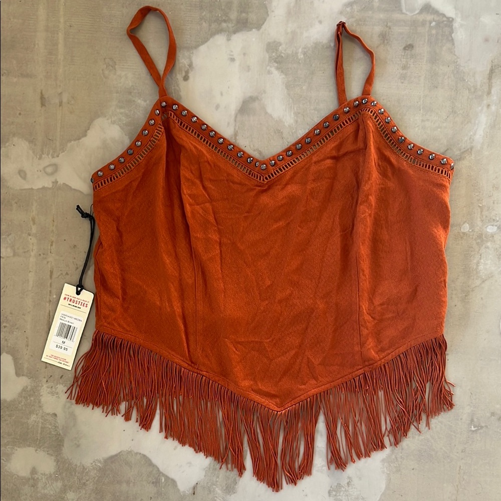 Idyllwind Rust Fringe Tank Top